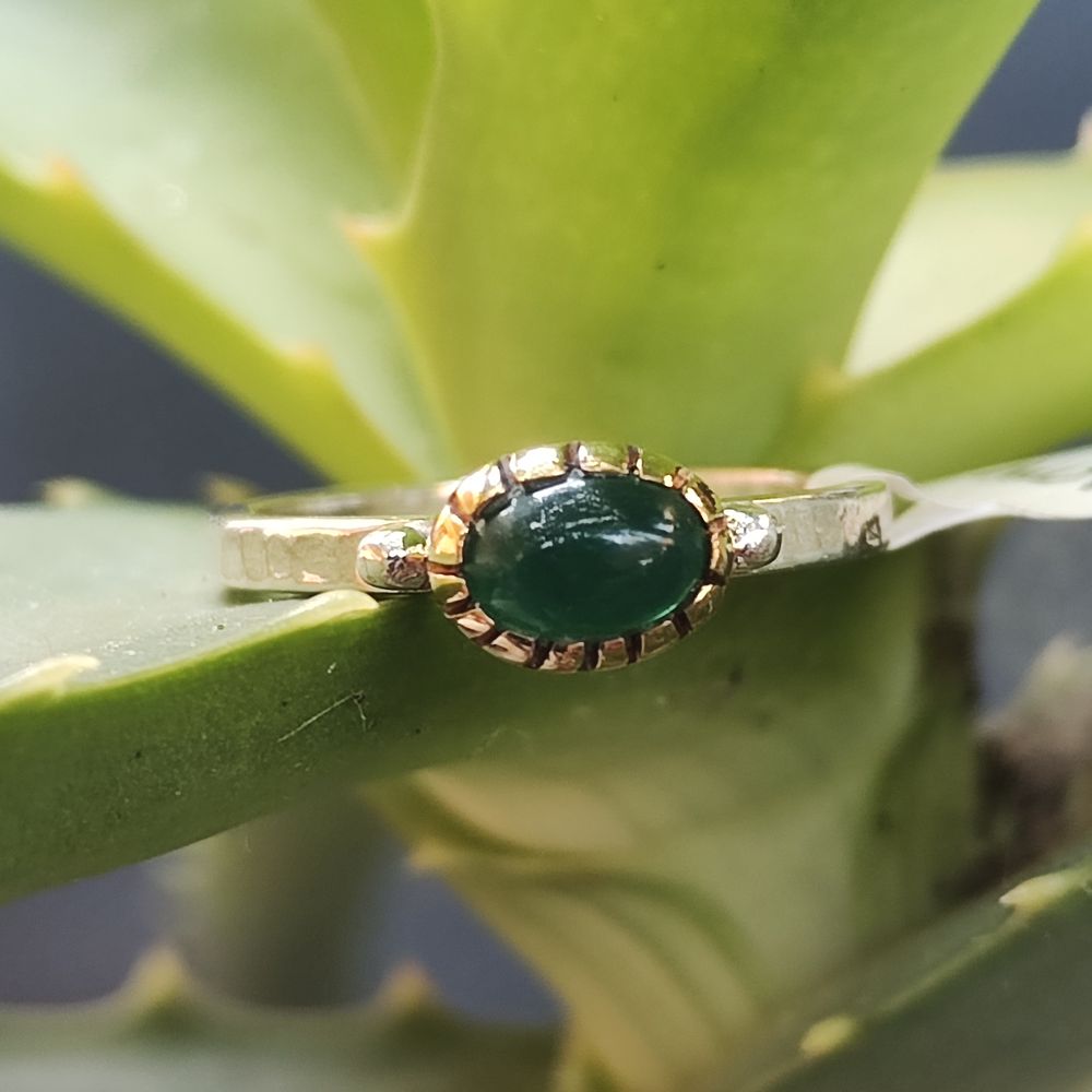 Agata verde Anello etnico con pietra in argento 925 - BIJNOT