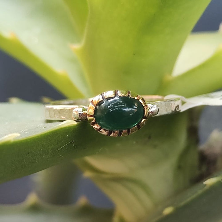 Agata verde Anello etnico con pietra in argento 925 - BIJNOT
