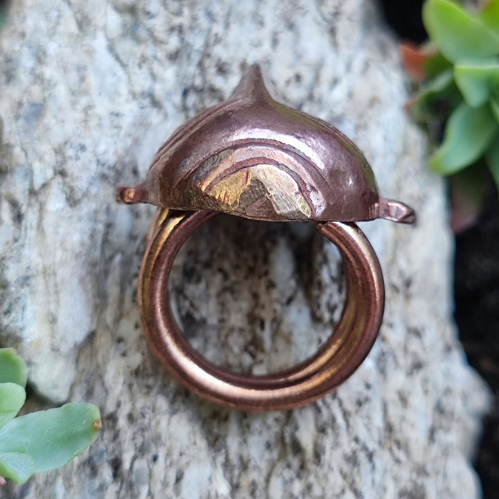 Anello etnico artigianale con maschera in bronzo - ORISSA