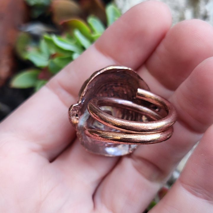 Anello etnico artigianale con maschera in bronzo - ORISSA