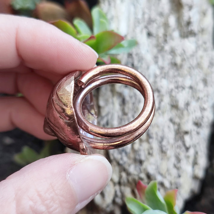 Anello etnico artigianale con maschera in bronzo - ORISSA