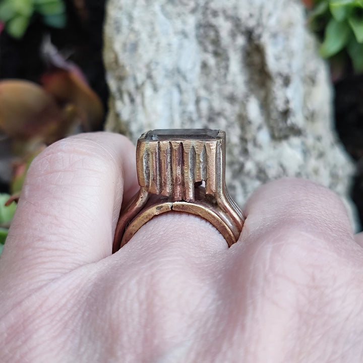 Anello artigianale in bronzo con pietra - GATEGAON