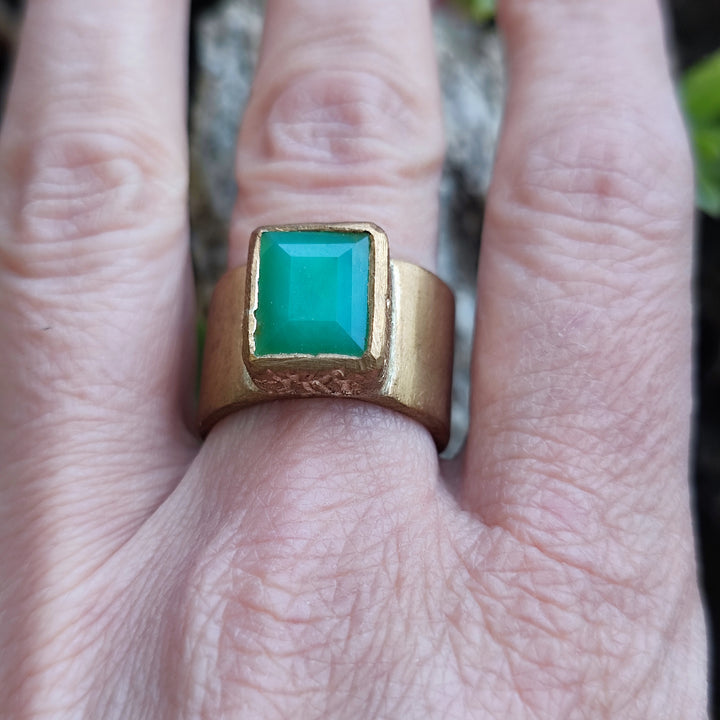 Anello artigianale in bronzo con pietra - SHAHA