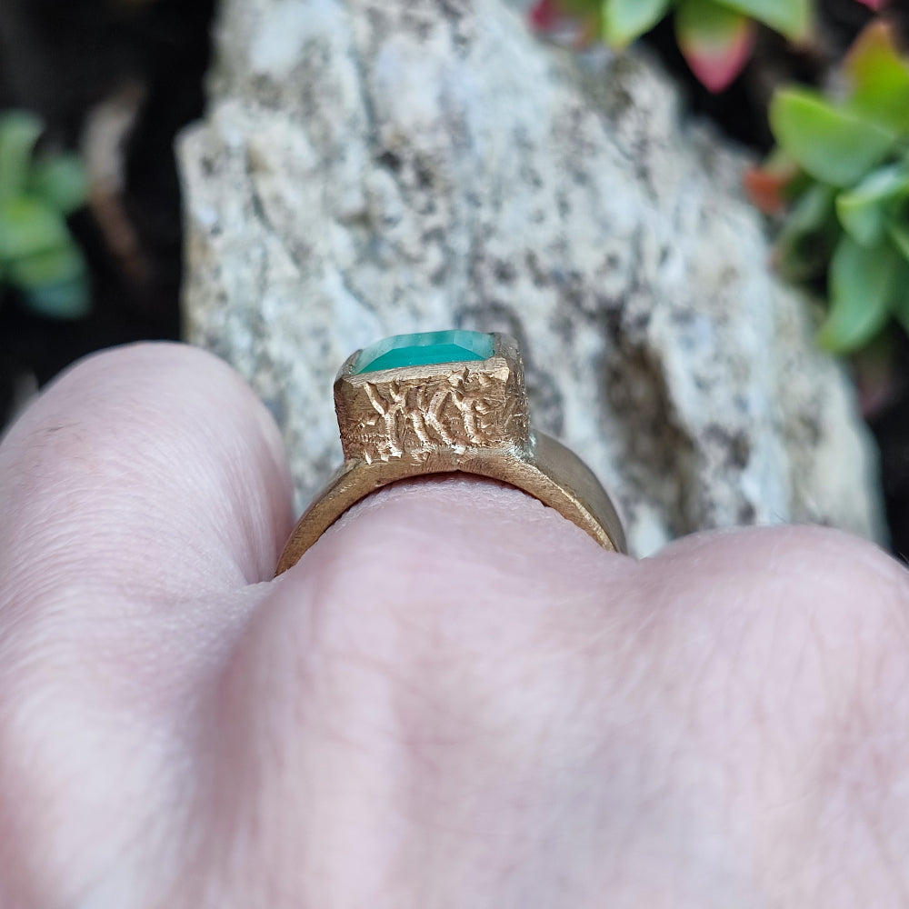 Anello artigianale in bronzo con pietra - SHAHA
