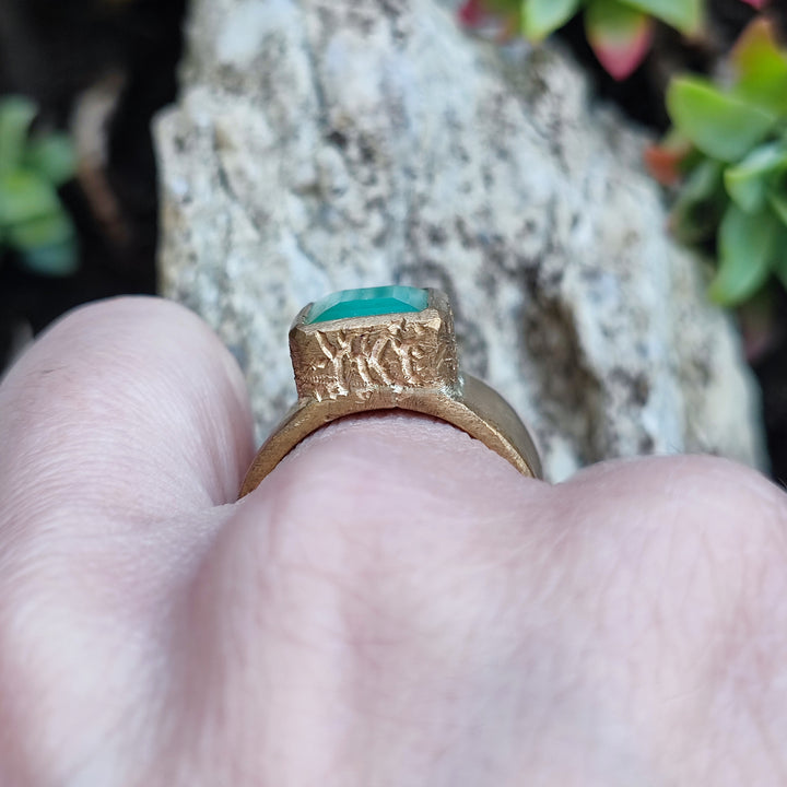 Anello artigianale in bronzo con pietra - SHAHA