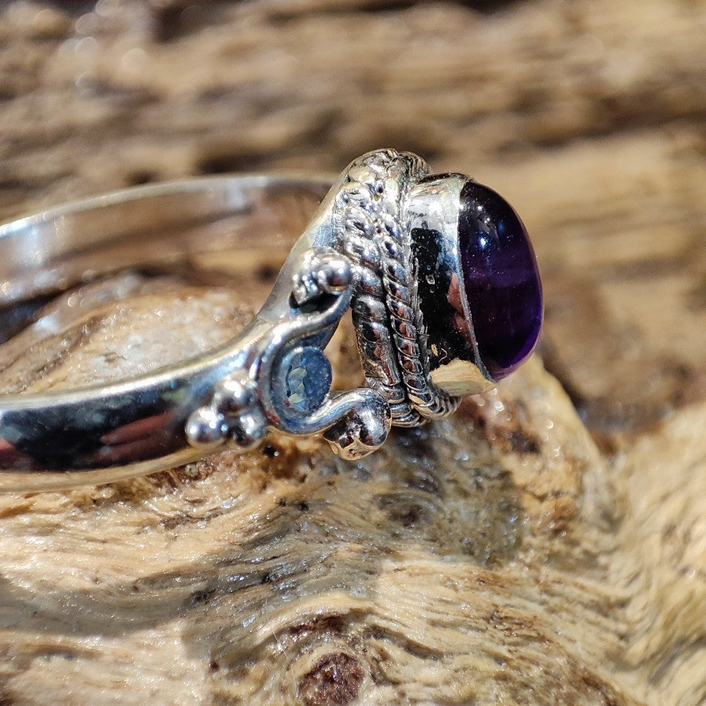 Anello con pietra e filigrana in argento 925 - ARINA