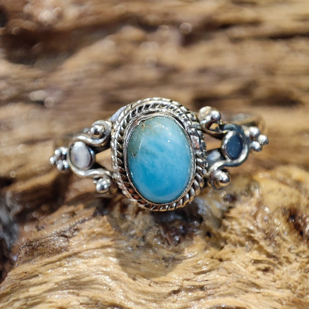 Anello con amazzonite e filigrana in argento 925 - ARINA