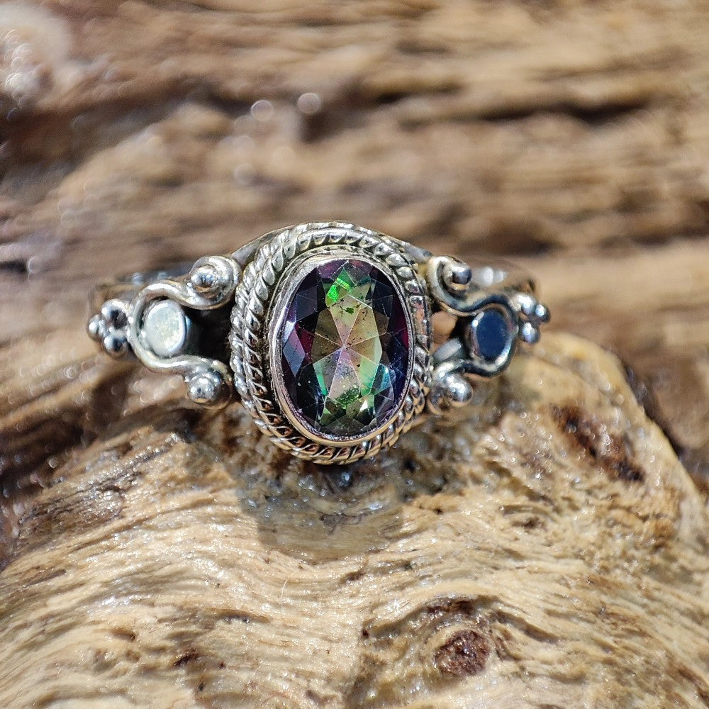 Anello con topazio mistico e filigrana in argento 925 - ARINA