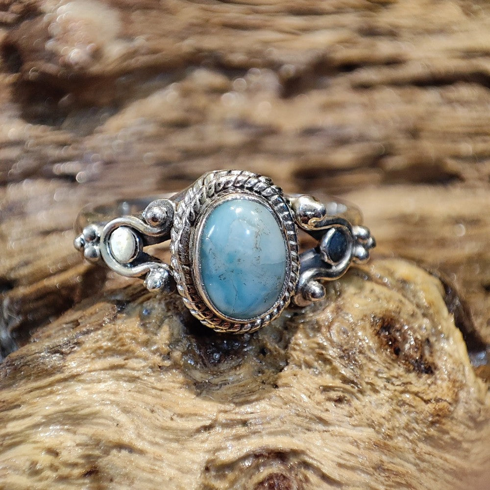 Anello con larimar e filigrana in argento 925 - ARINA