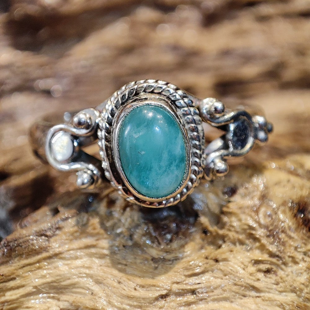 Anello con amazzonite e filigrana in argento 925 - ARINA