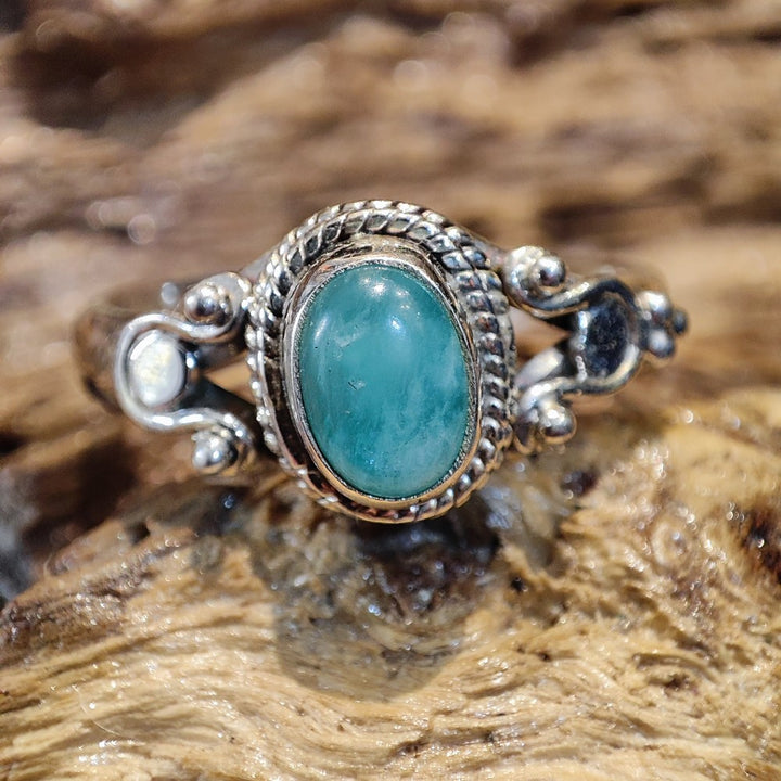 Anello con amazzonite e filigrana in argento 925 - ARINA
