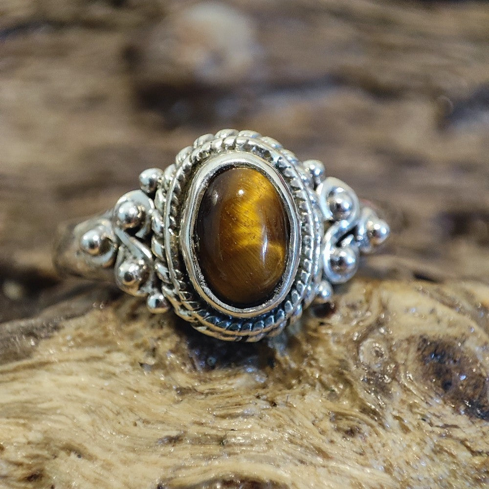 Anello con occhio di tigre in argento 925 - DRUAM
