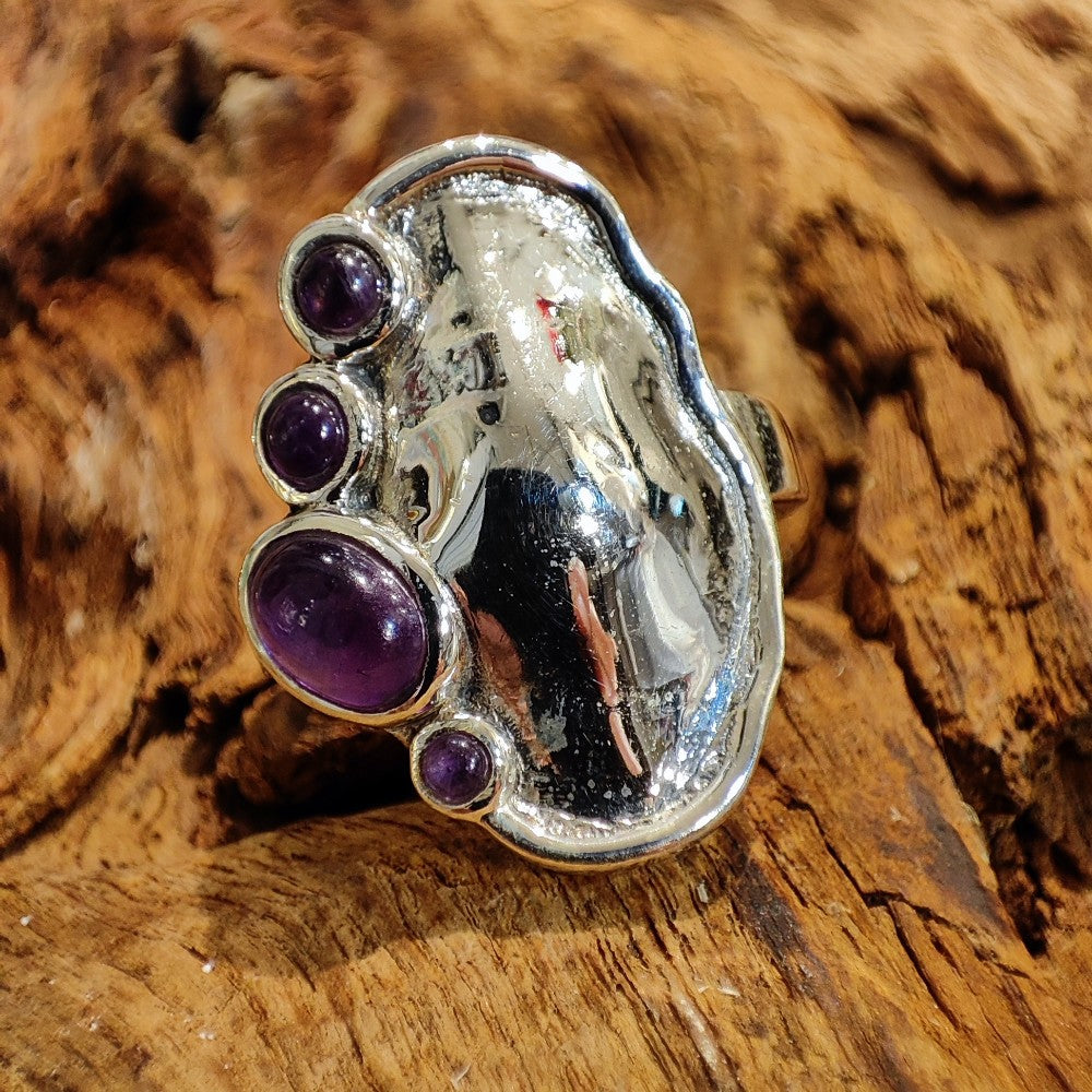 Anello etnico in argento 925 con pietra - NOKA
