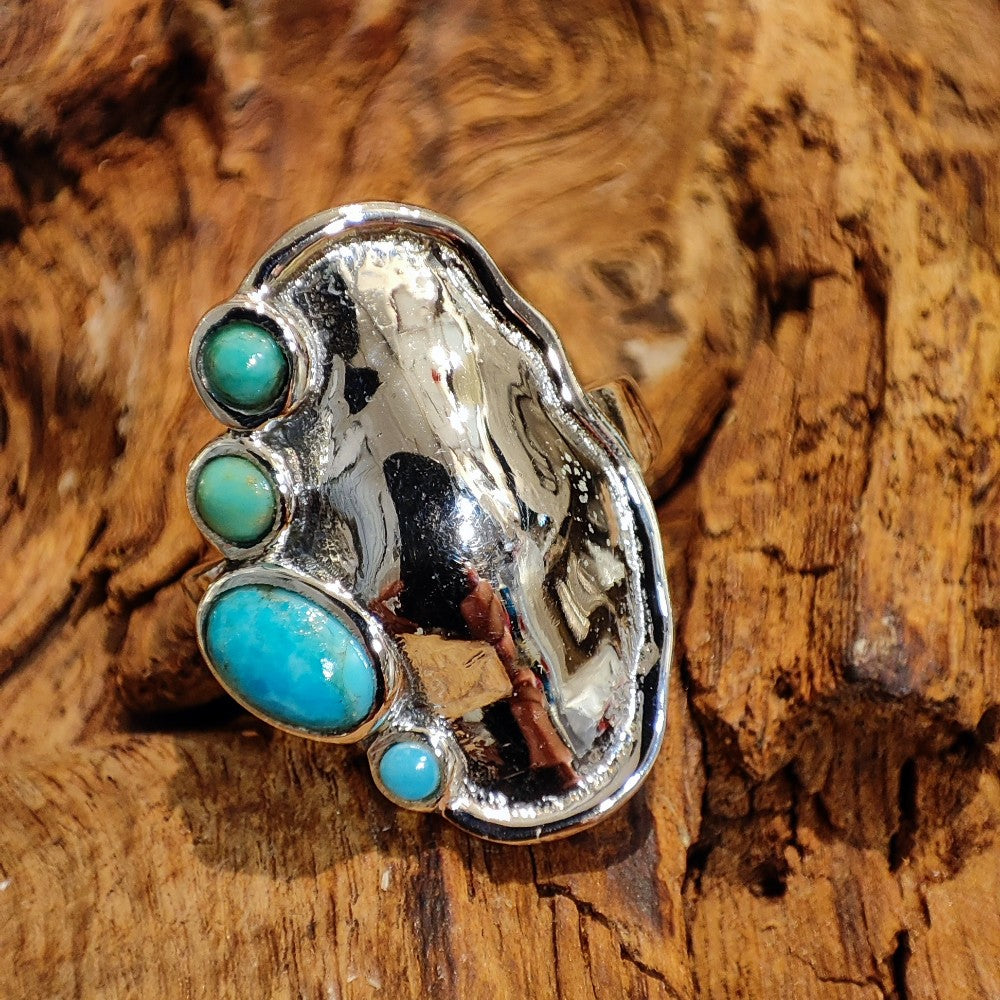Anello etnico in argento 925 con pietra - NOKA