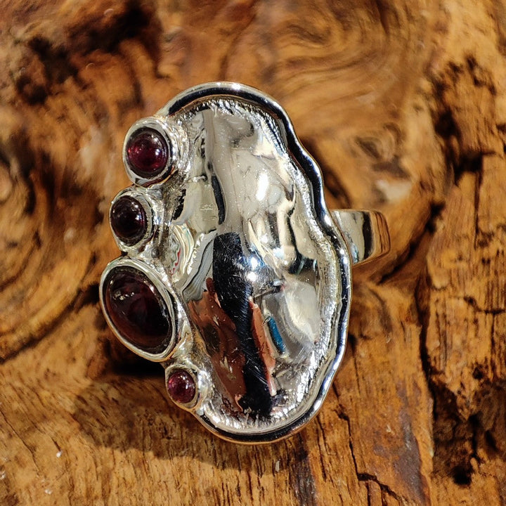 Anello etnico in argento 925 con pietra - NOKA