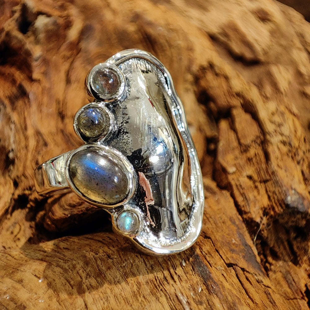 Anello etnico in argento 925 con pietra - NOKA