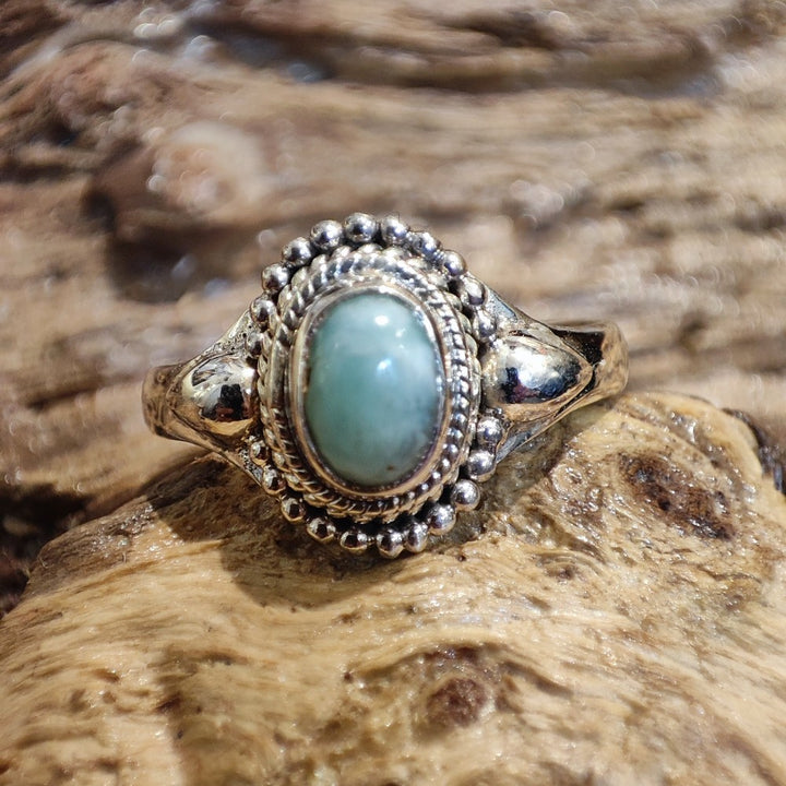 Anello etnico con Larimar in argento 925 - RUAND