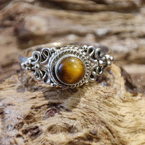 Anello con Occhio di tigre e filigrana in argento 925 - SANA