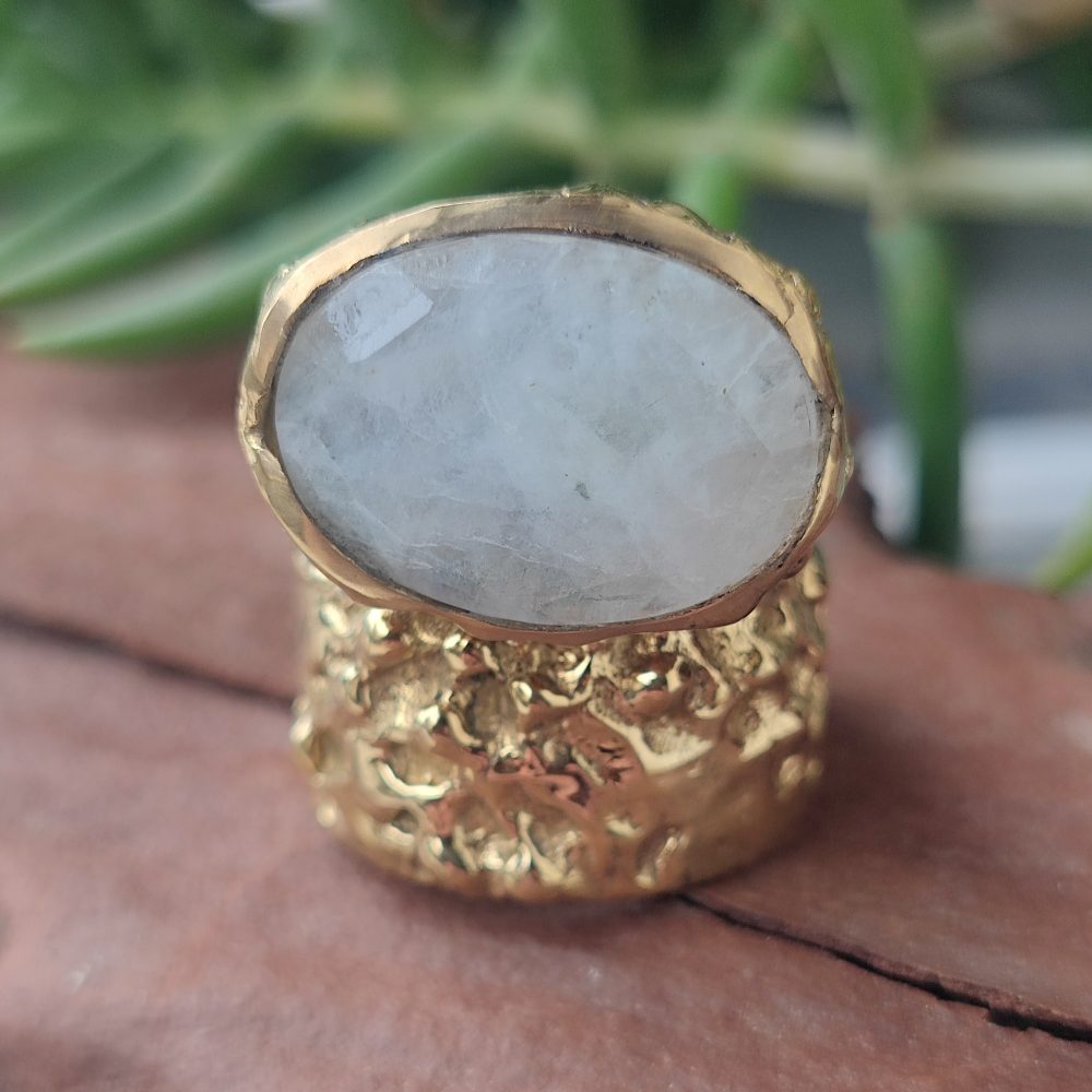 ANELLO artigianale con pietra in ottone - APARISHKRIT