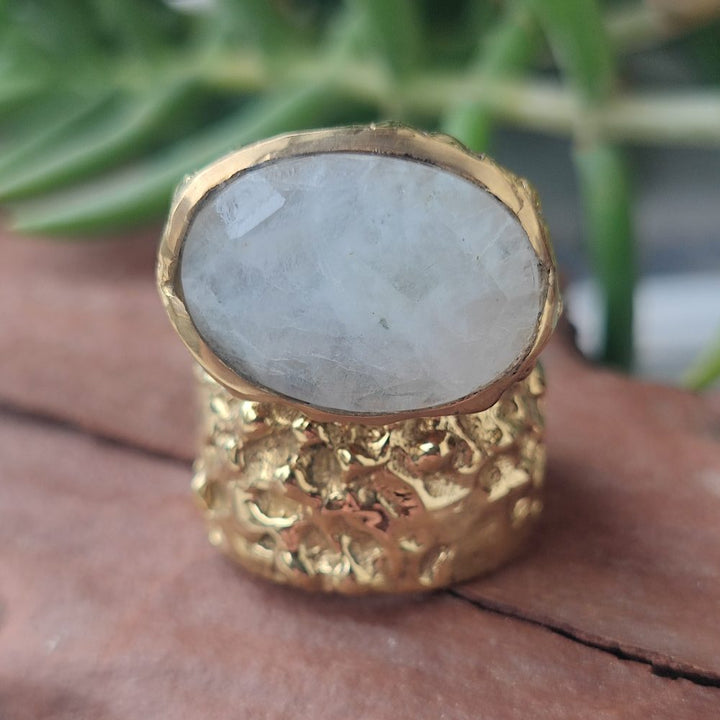ANELLO artigianale con pietra in ottone - APARISHKRIT