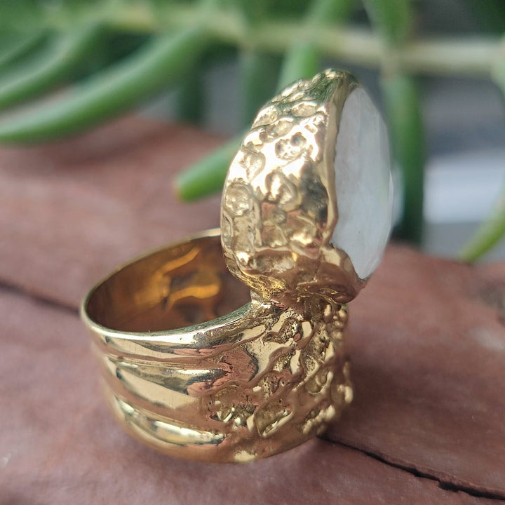ANELLO artigianale con pietra in ottone - APARISHKRIT