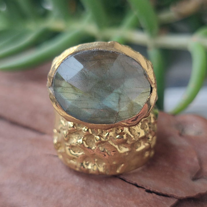 ANELLO artigianale con pietra in ottone - APARISHKRIT