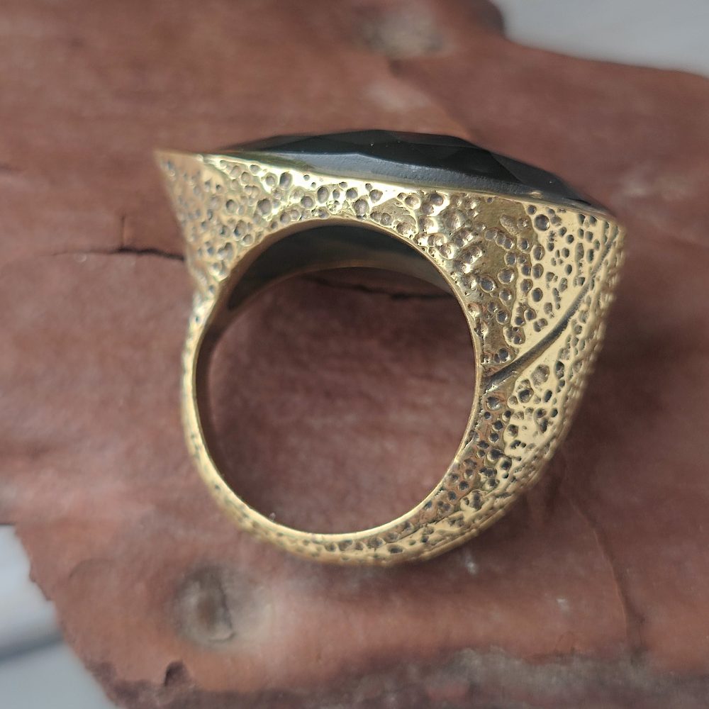 ANELLO artigianale in ottone con PIETRA - DROP