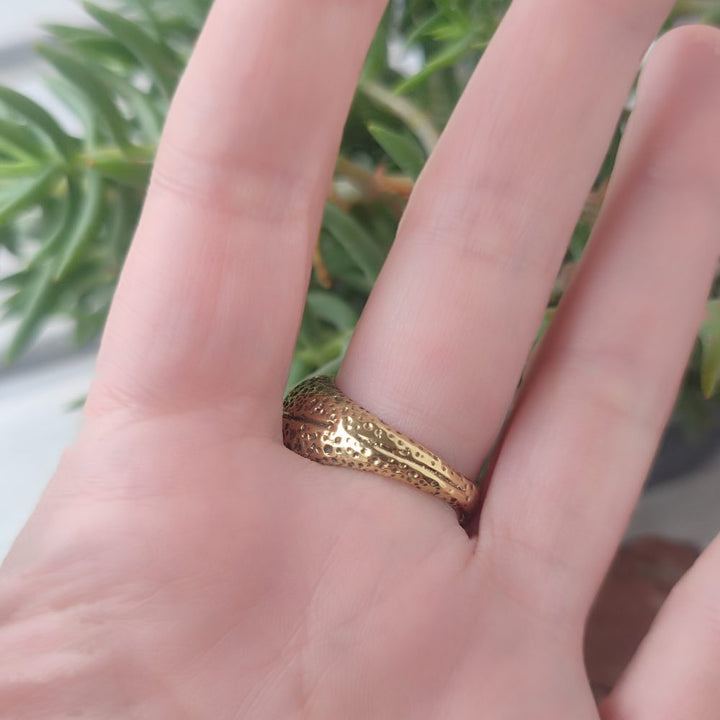 ANELLO artigianale in ottone con PIETRA - DROP