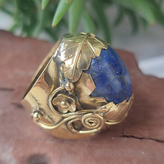 ANELLO FLOREALE con pietra in ottone - TULIP