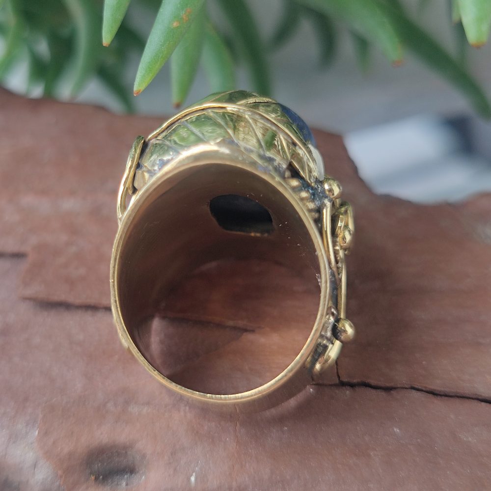 ANELLO FLOREALE con pietra in ottone - TULIP