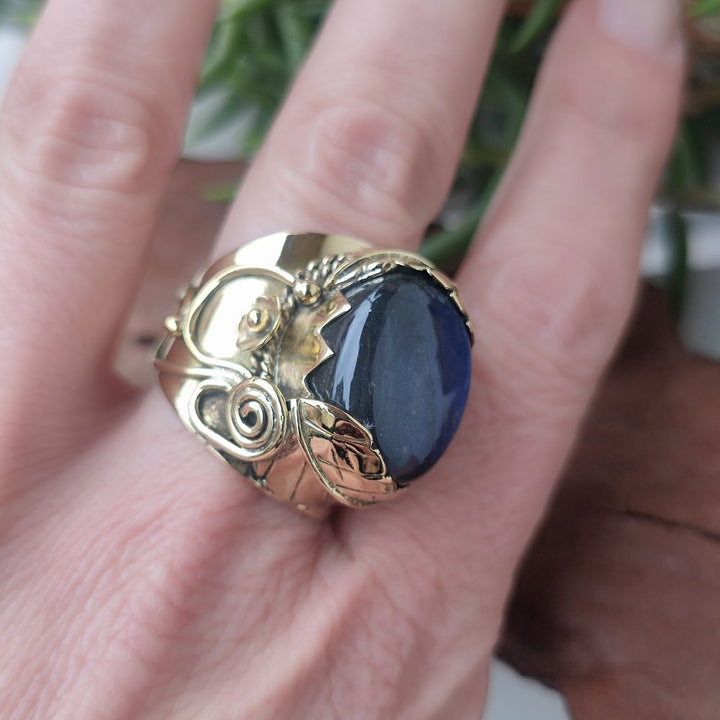 ANELLO FLOREALE con pietra in ottone - TULIP