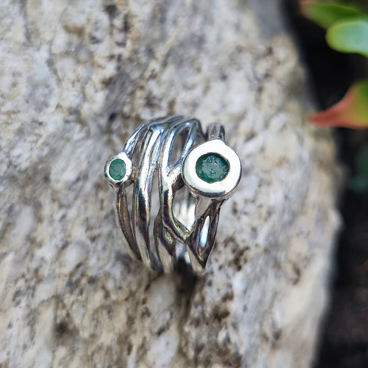 Anello artigianale in argento 925 con pietra - DAMCHUWA