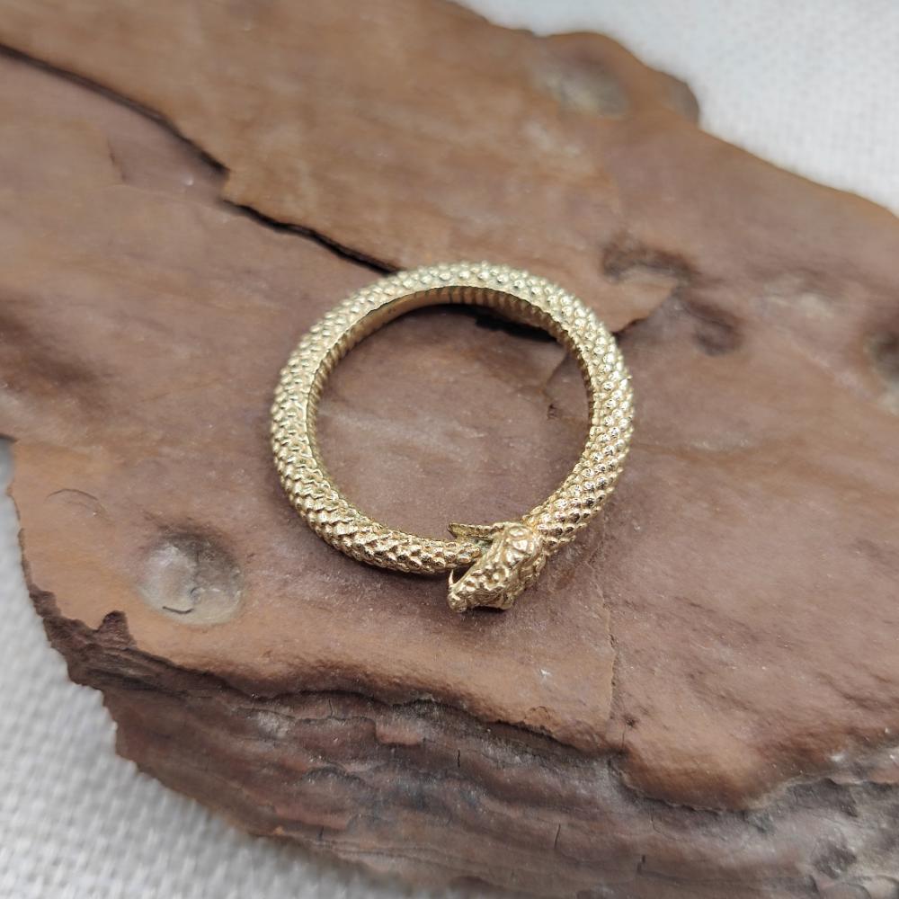Anello in bronzo dorato serpente - UROBORO