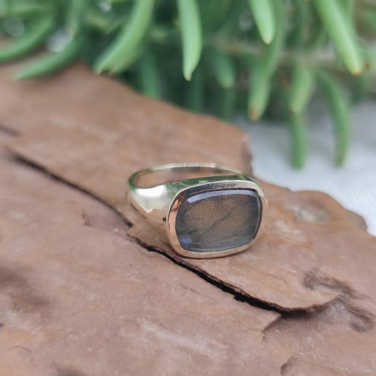 ANELLO chevalier in bronzo giallo con pietra - MIANSUR#misura_16