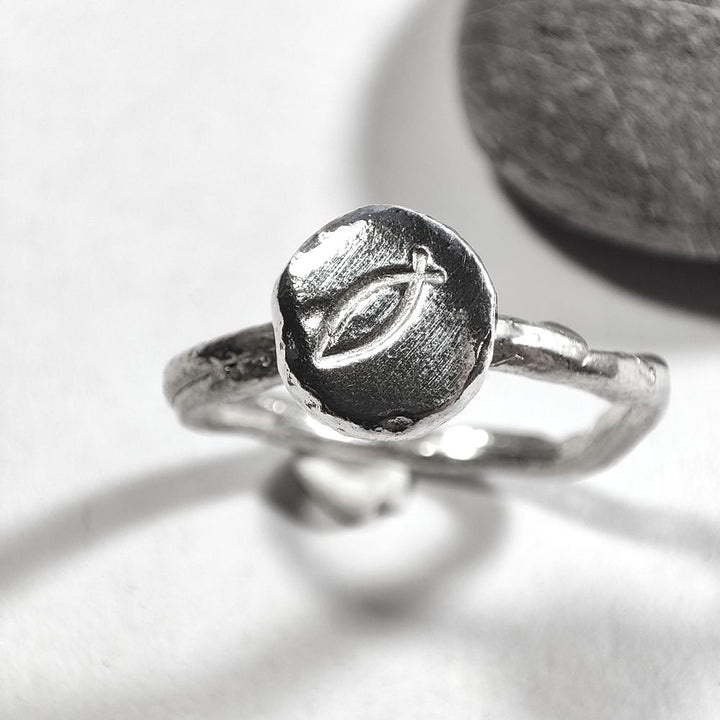 Handcrafted 925 silver ring - FISH