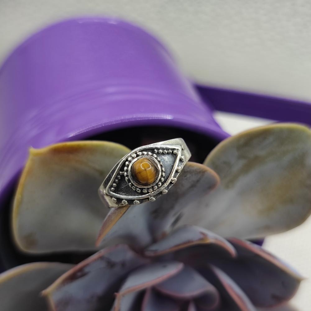 Anello etnico in argento 925 con pietra - NANDYALA