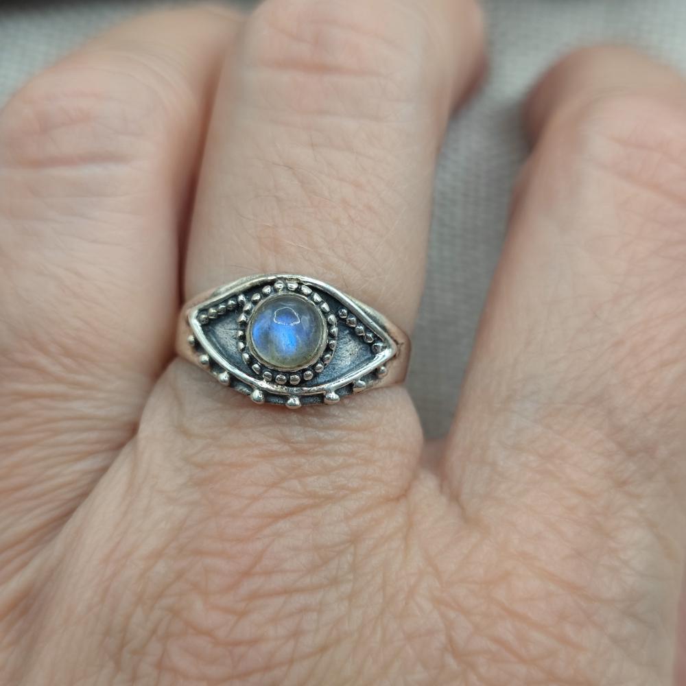 Anello etnico in argento 925 con pietra - NANDYALA