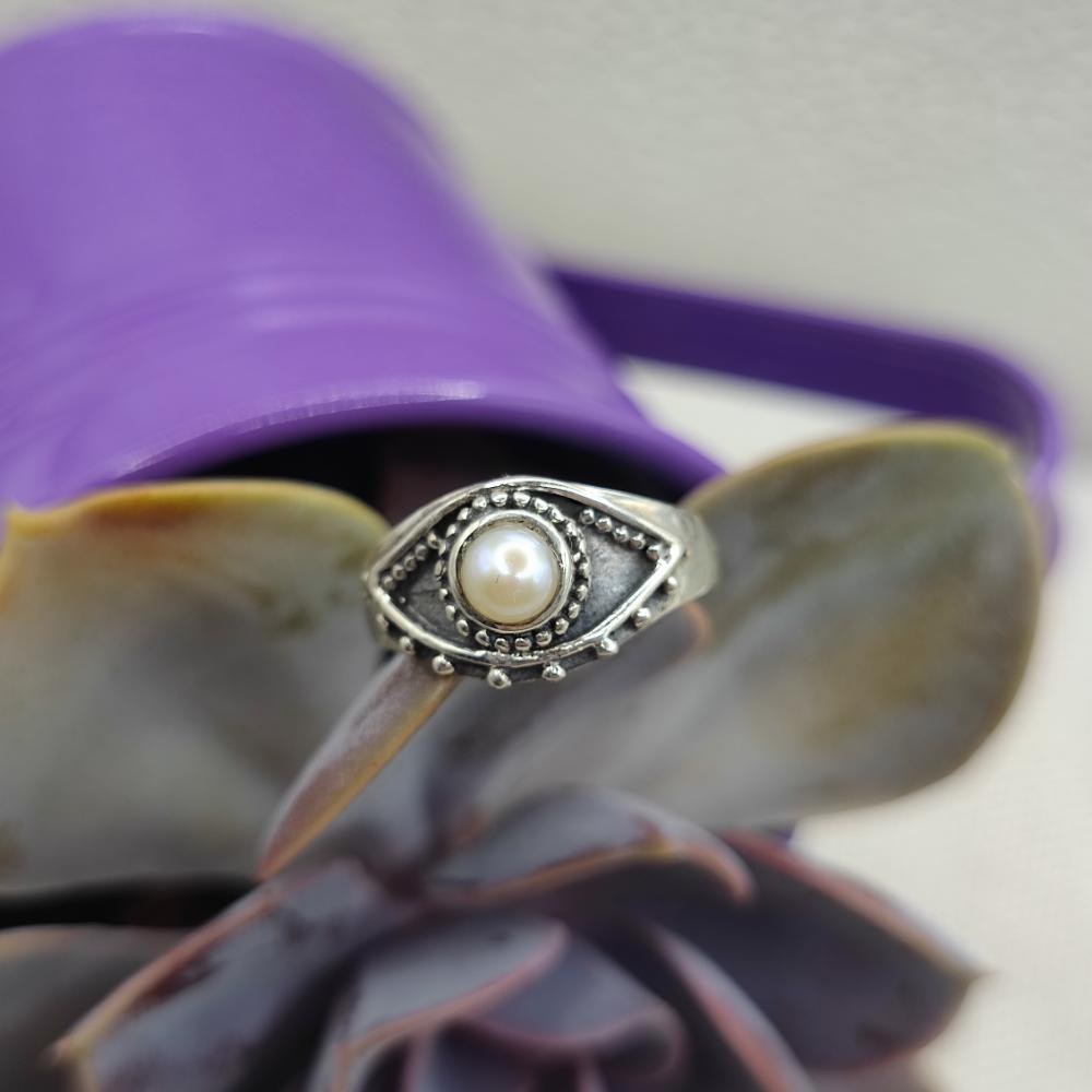 Anello etnico in argento 925 con pietra - NANDYALA