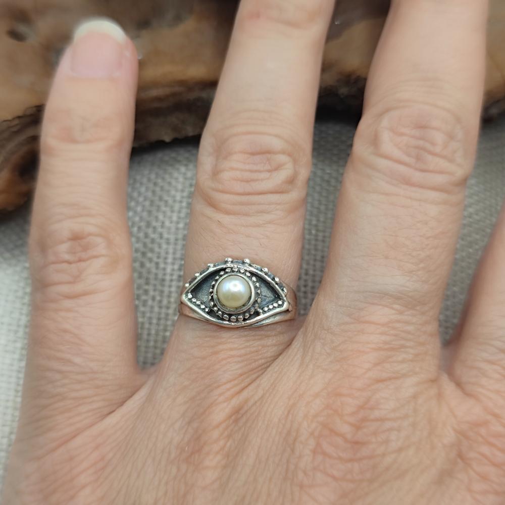 Anello etnico in argento 925 con pietra - NANDYALA