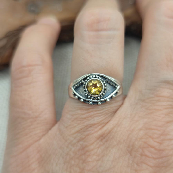 Anello etnico in argento 925 con pietra - NANDYALA