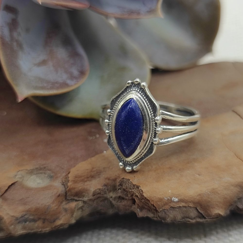 Anello etnico in argento 925 con pietra - FAROOQNAGAR