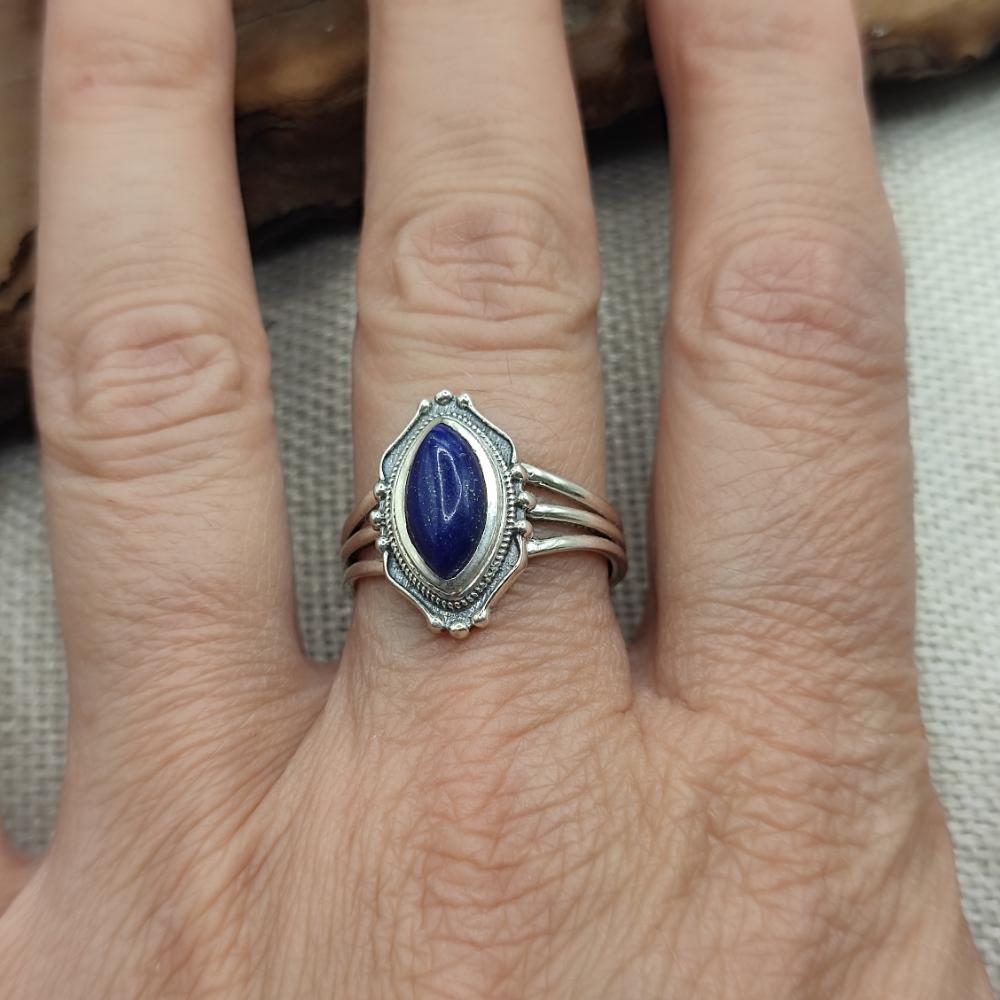 Anello etnico in argento 925 con pietra - FAROOQNAGAR