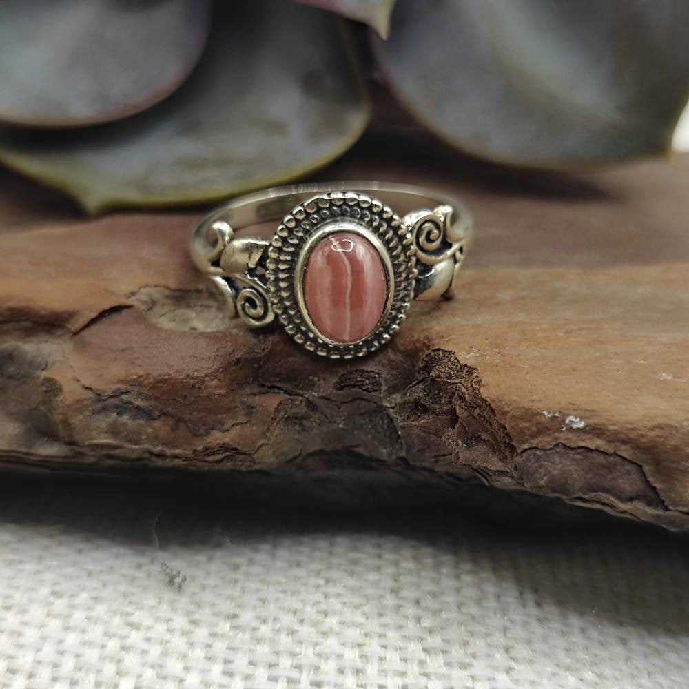 Anello etnico in argento 925 con pietra - ASIFABAD rodocrosite