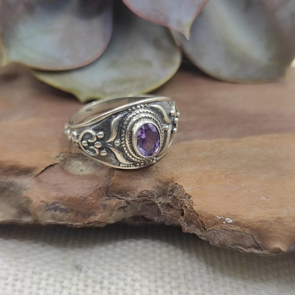 Anello etnico in argento 925 con pietra - CHANDUR