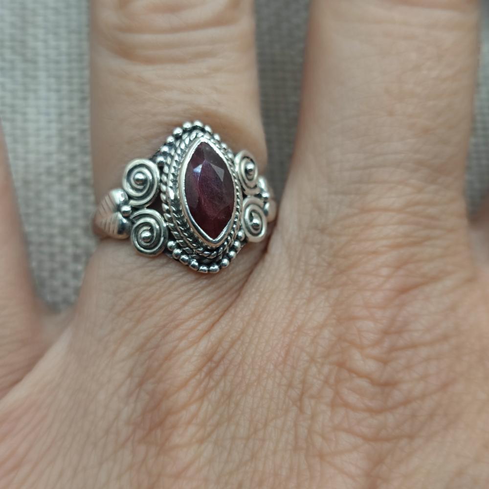 Anello etnico in argento 925 con pietra - CHITTOOR