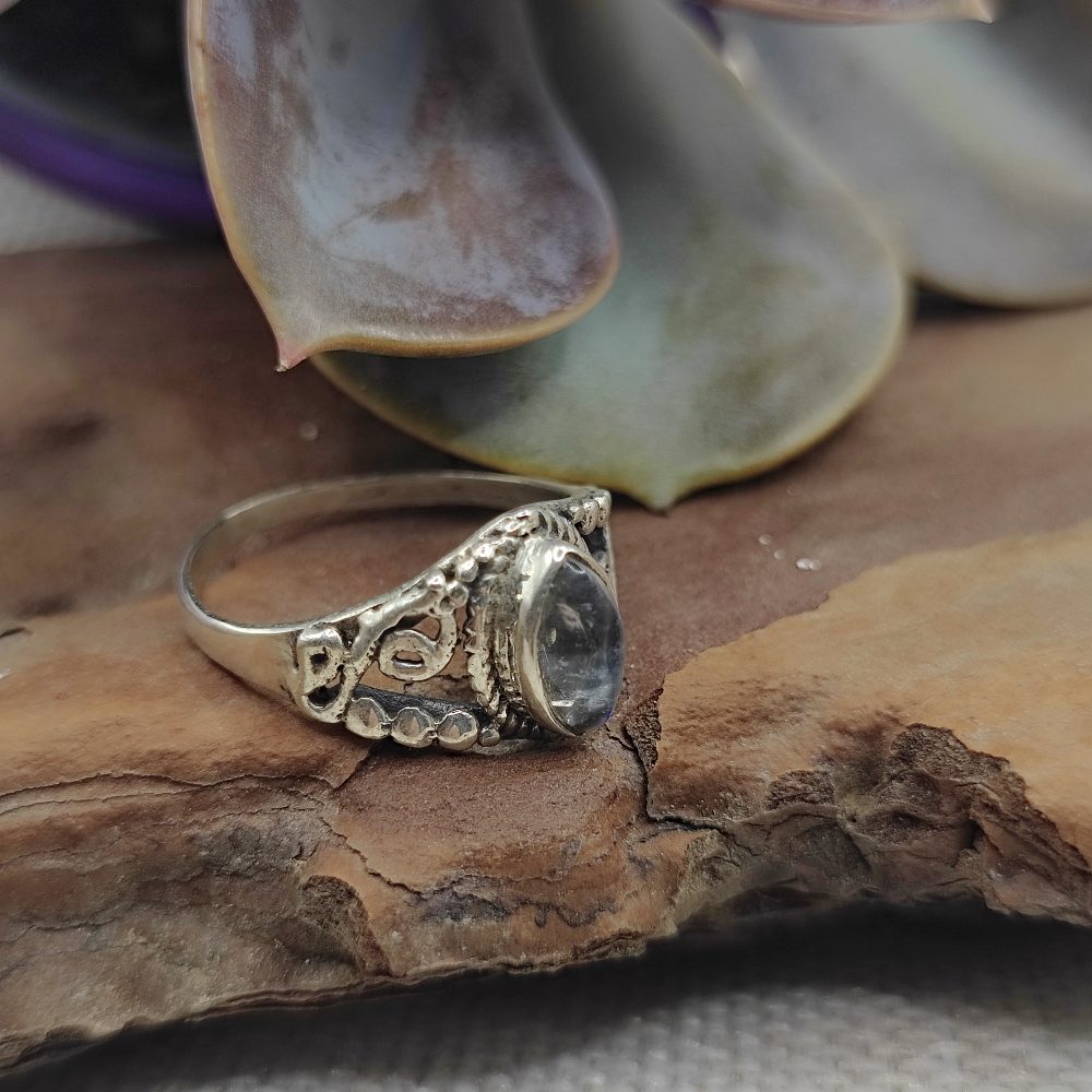 Anello etnico in argento 925 con pietra - EDDUMAILARAM