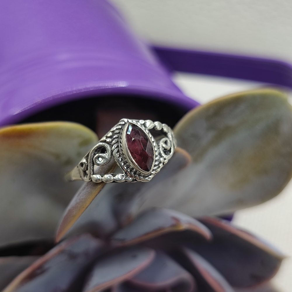 Anello etnico in argento 925 con pietra - EDDUMAILARAM