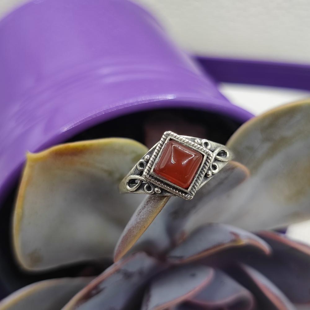 Anello etnico in argento 925 con pietra - EKAMBARA