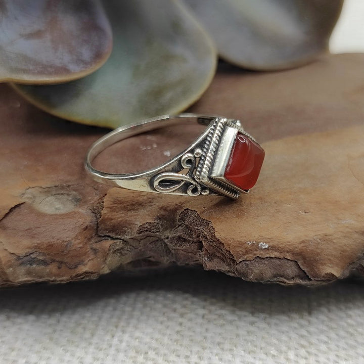 Anello etnico in argento 925 con pietra - EKAMBARA