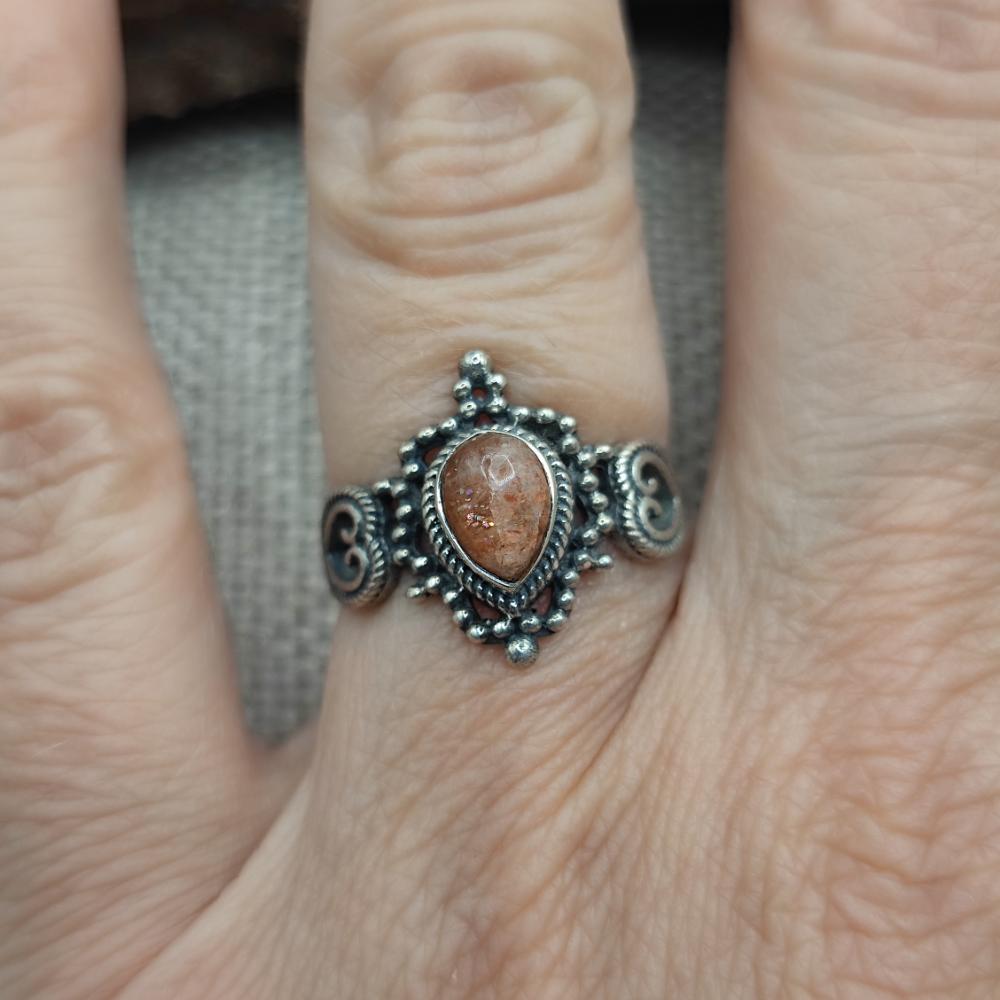 Anello etnico in argento 925 con pietra - GAJAPATHI